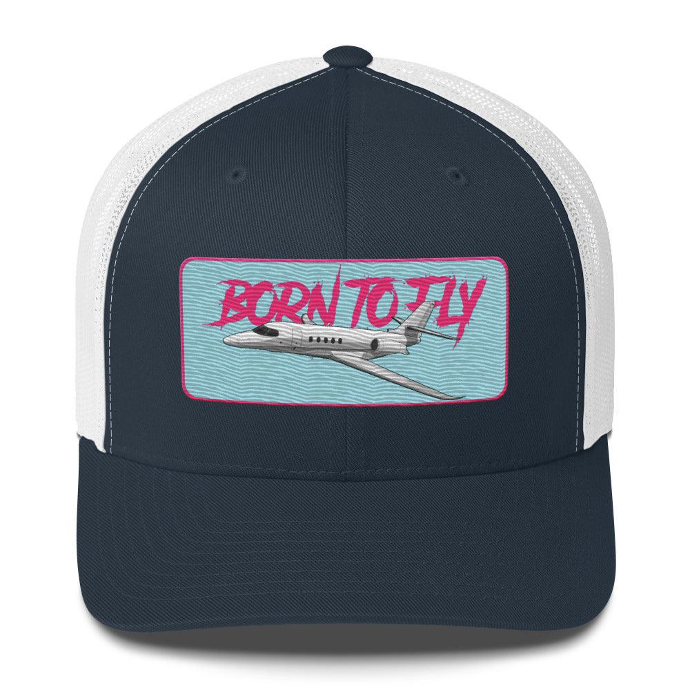 Aviation Born to Fly Trucker Cap - Premium Aviation Kappe für Piloten & Luftfahrt-Enthusiasten Navy White für Piloten, Crews, Kinder & Planespotter made by SUPERSONIC aero 4U