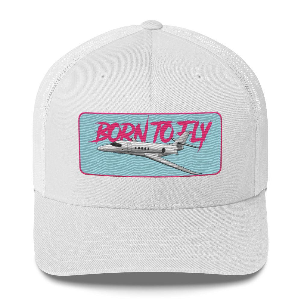 Aviation Born to Fly Trucker Cap - Premium Aviation Kappe für Piloten & Luftfahrt-Enthusiasten White für Piloten, Crews, Kinder & Planespotter made by SUPERSONIC aero 4U