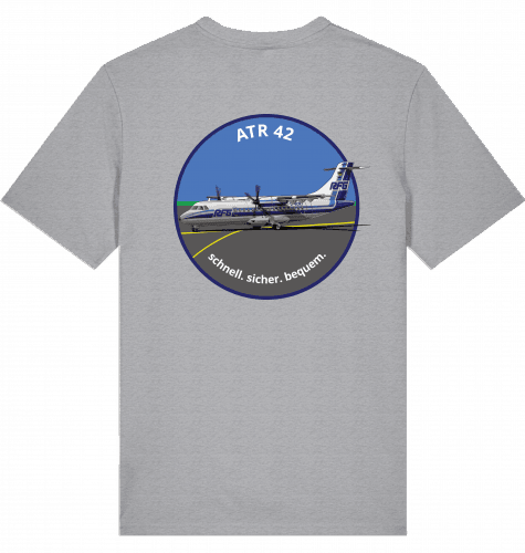 Aviation Flugzeug T-Shirt "RFG Regionalflug DTM" ATR-42 Mid Heather Grey für Piloten, Crews, Kinder & Planespotter made by SUPERSONIC aero 4U