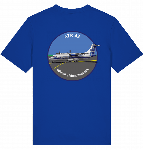 Aviation Flugzeug T-Shirt "RFG Regionalflug DTM" ATR-42 Worker Blue für Piloten, Crews, Kinder & Planespotter made by SUPERSONIC aero 4U