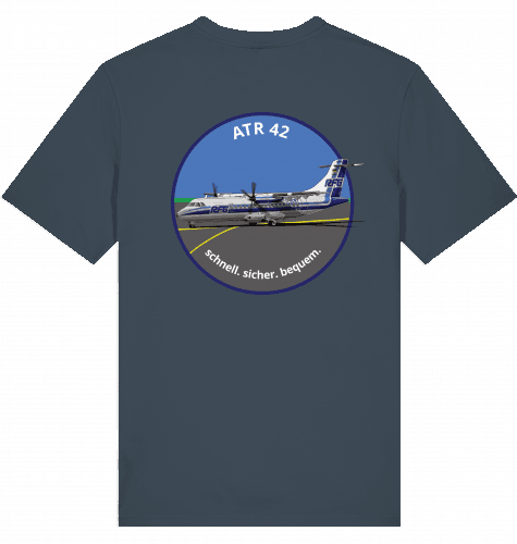 Aviation Flugzeug T-Shirt "RFG Regionalflug DTM" ATR-42 India Ink Grey für Piloten, Crews, Kinder & Planespotter made by SUPERSONIC aero 4U