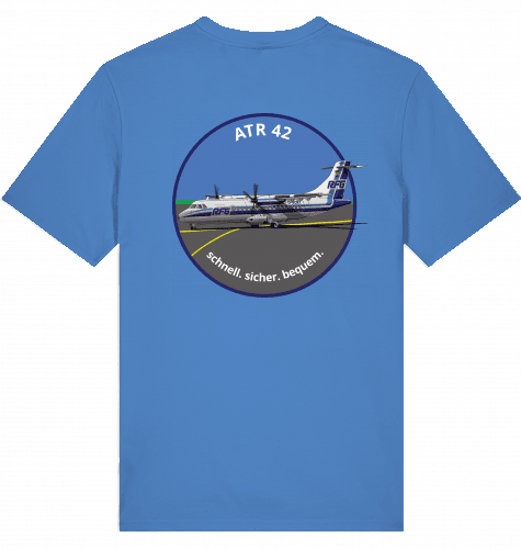 Aviation Flugzeug T-Shirt "RFG Regionalflug DTM" ATR-42 Bright Blue für Piloten, Crews, Kinder & Planespotter made by SUPERSONIC aero 4U