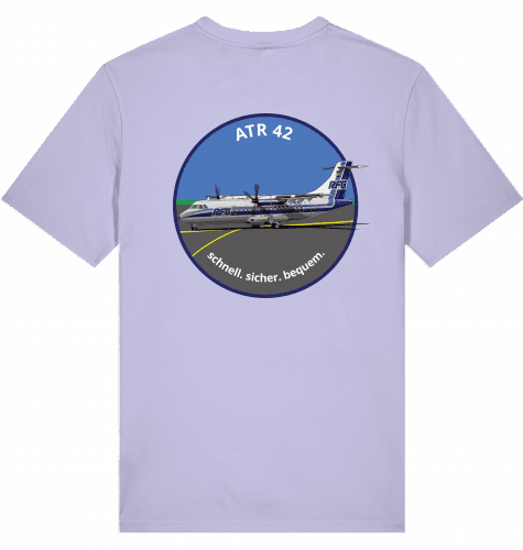 Aviation Flugzeug T-Shirt "RFG Regionalflug DTM" ATR-42 Lavender für Piloten, Crews, Kinder & Planespotter made by SUPERSONIC aero 4U