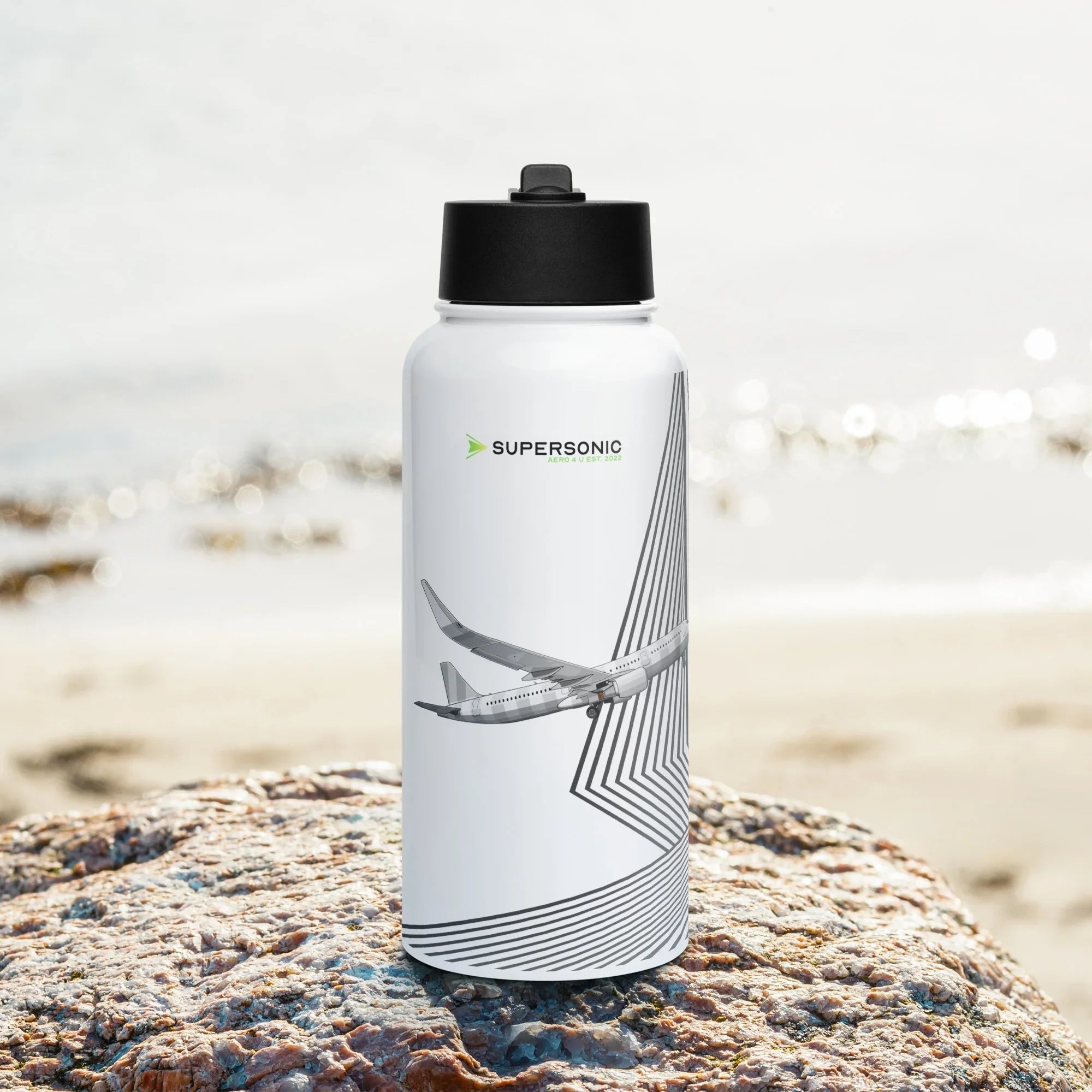 Aviation Edelstahl Trinkflasche mit Strohhalm "Airbus A321" für Piloten, Crews, Kinder & Planespotter made by SUPERSONIC aero 4U