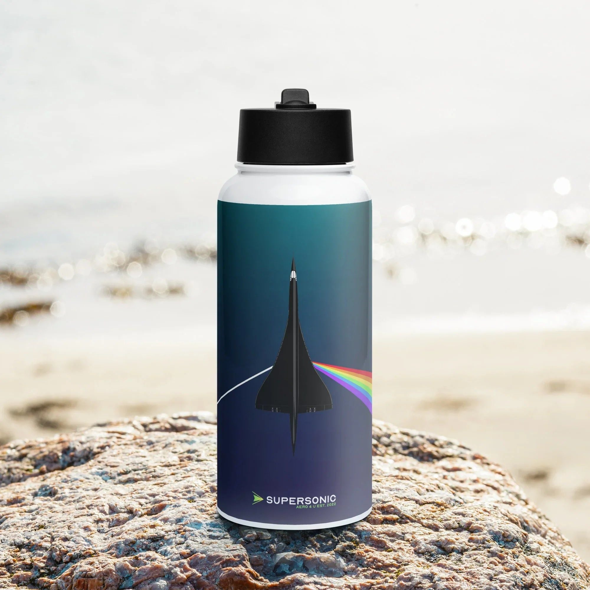 Aviation Edelstahl Trinkflasche mit Strohhalm "Dark side of Supersonic" für Piloten, Crews, Kinder & Planespotter made by SUPERSONIC aero 4U