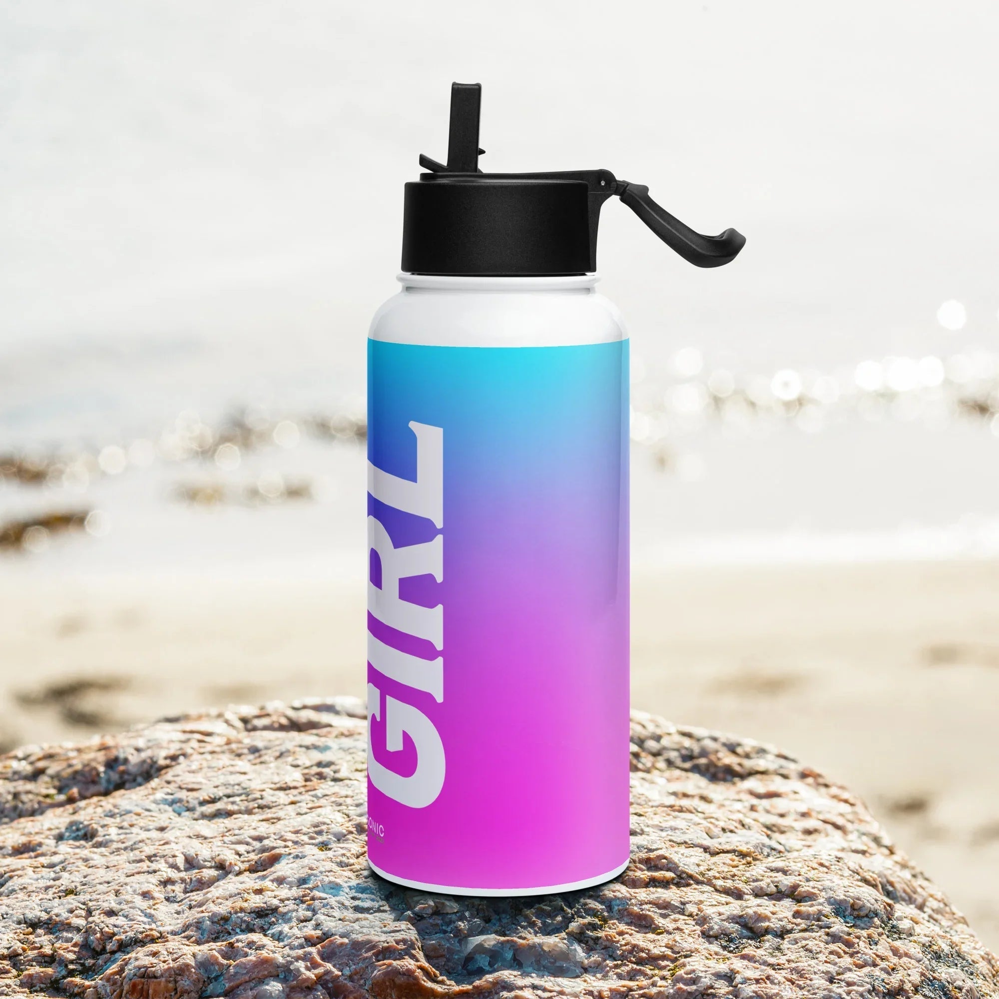 Aviation Edelstahl Trinkflasche mit Strohhalm "Flying Girl" für Piloten, Crews, Kinder & Planespotter made by SUPERSONIC aero 4U