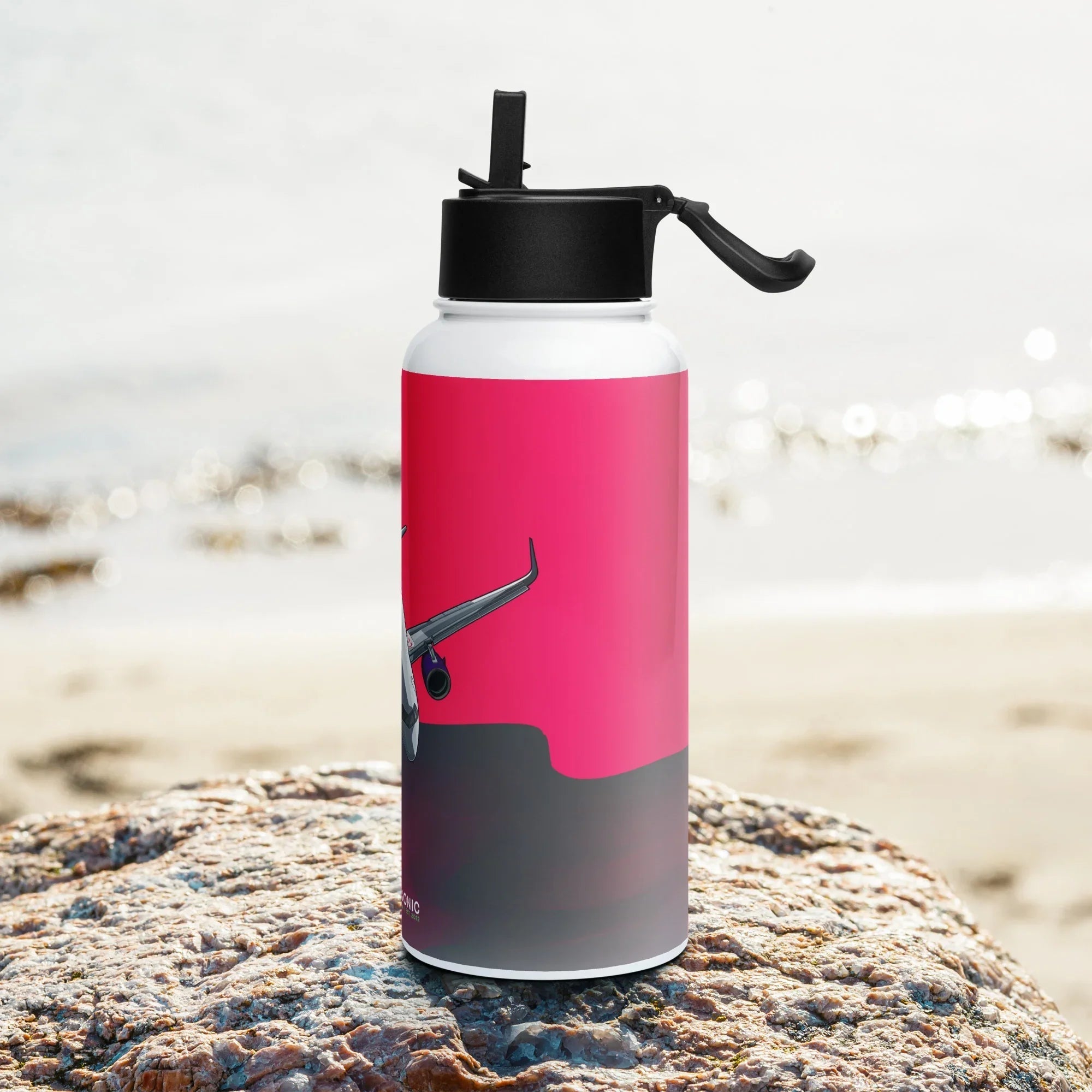 Aviation Edelstahl Trinkflasche mit Strohhalm "Airbus A320 neo" für Piloten, Crews, Kinder & Planespotter made by SUPERSONIC aero 4U