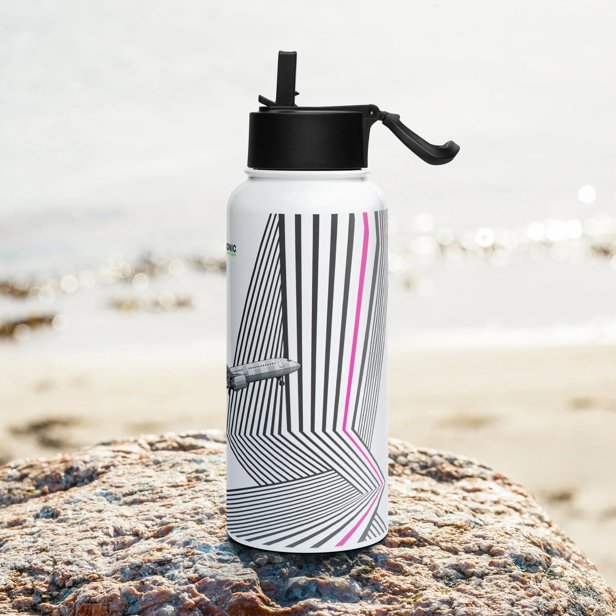 Aviation Edelstahl Trinkflasche mit Strohhalm "Airbus A321" für Piloten, Crews, Kinder & Planespotter made by SUPERSONIC aero 4U