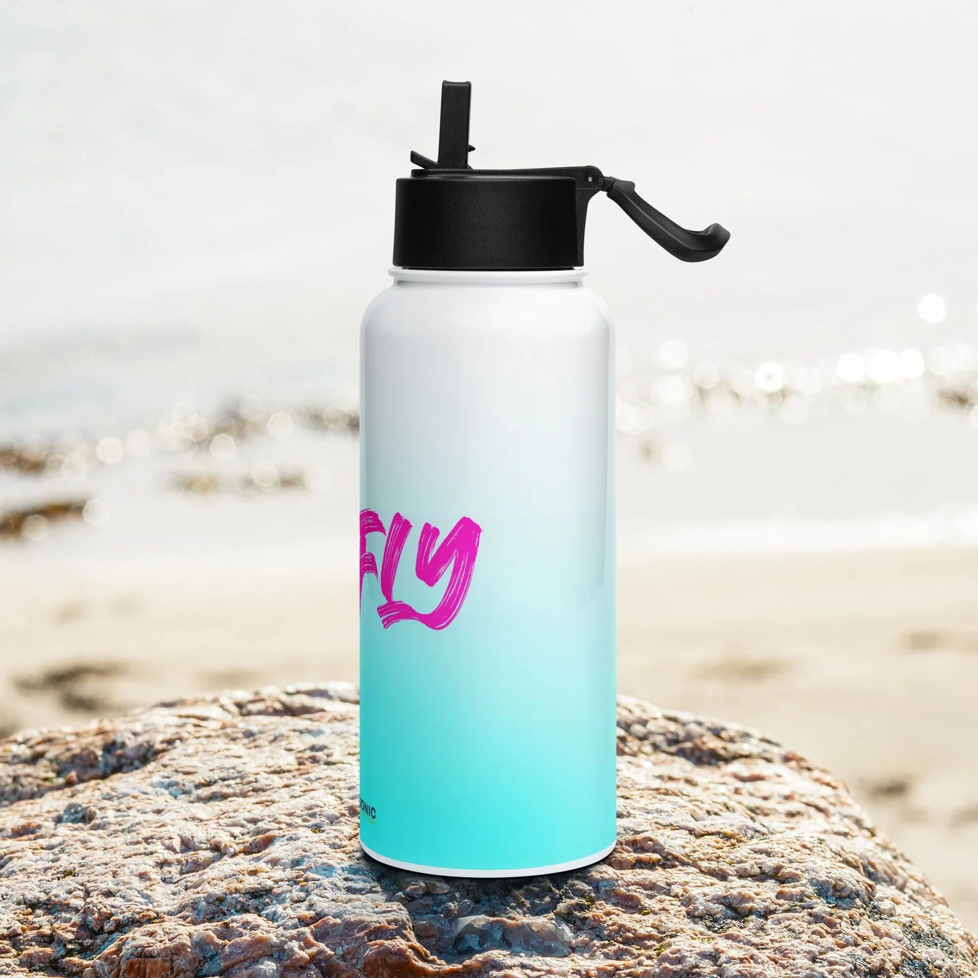 Aviation Edelstahl Trinkflasche mit Strohhalm "Go Fly" für Piloten, Crews, Kinder & Planespotter made by SUPERSONIC aero 4U