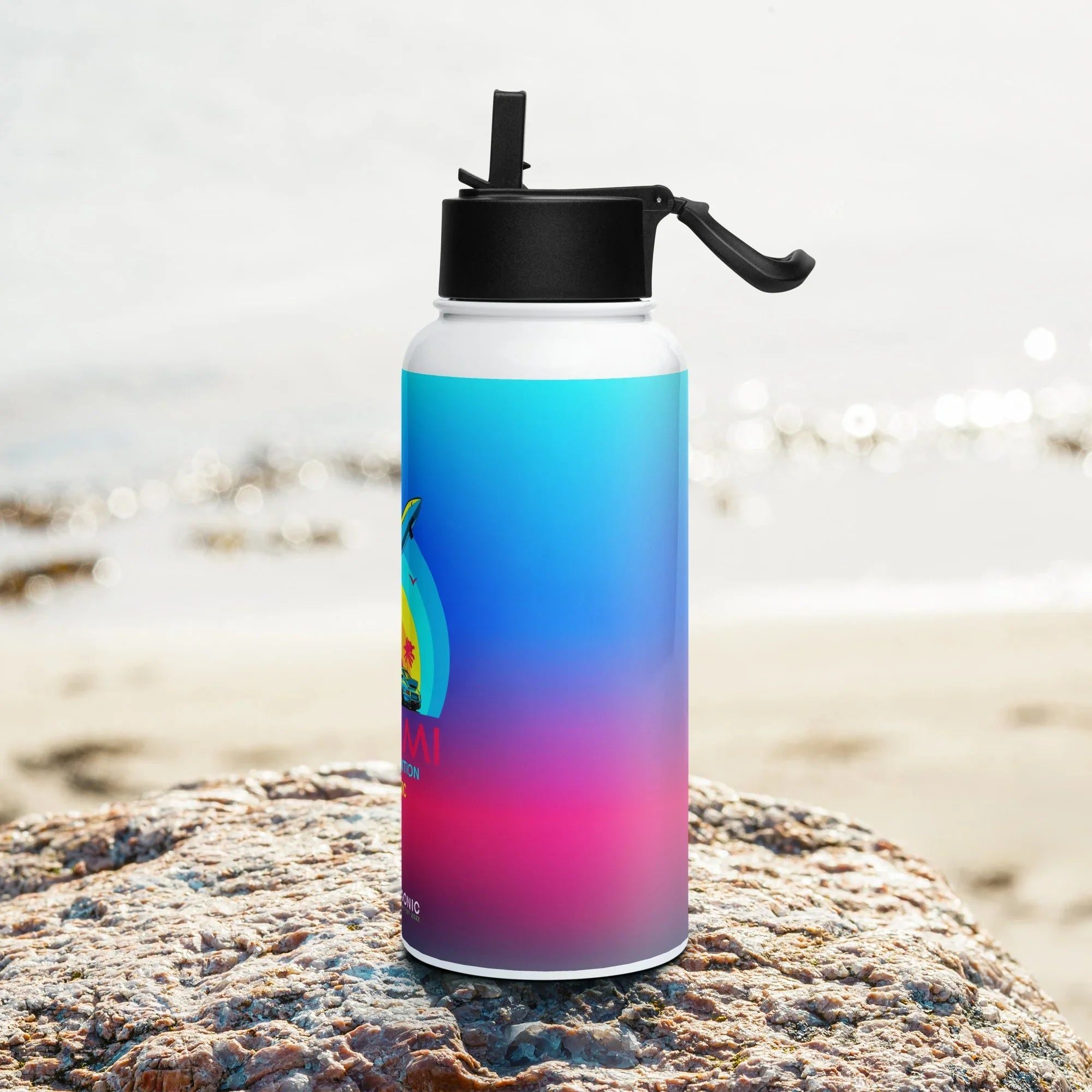 Aviation Edelstahl Trinkflasche mit Strohhalm "Miami - Aviation" für Piloten, Crews, Kinder & Planespotter made by SUPERSONIC aero 4U