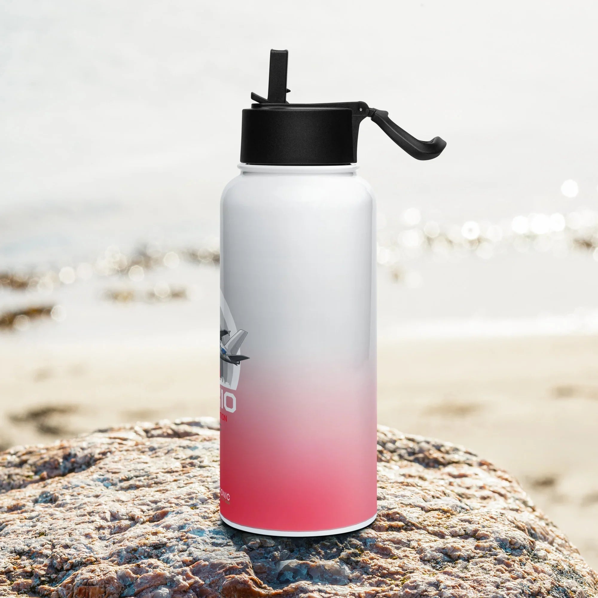 Aviation Edelstahl Trinkflasche mit Strohhalm "Tokio - Aviation" für Piloten, Crews, Kinder & Planespotter made by SUPERSONIC aero 4U