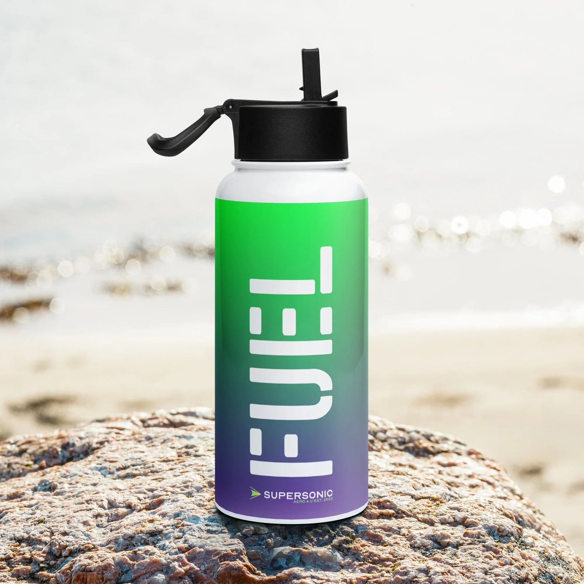 Aviation Edelstahl Trinkflasche mit Strohhalm "Jet Fuel" für Piloten, Crews, Kinder & Planespotter made by SUPERSONIC aero 4U