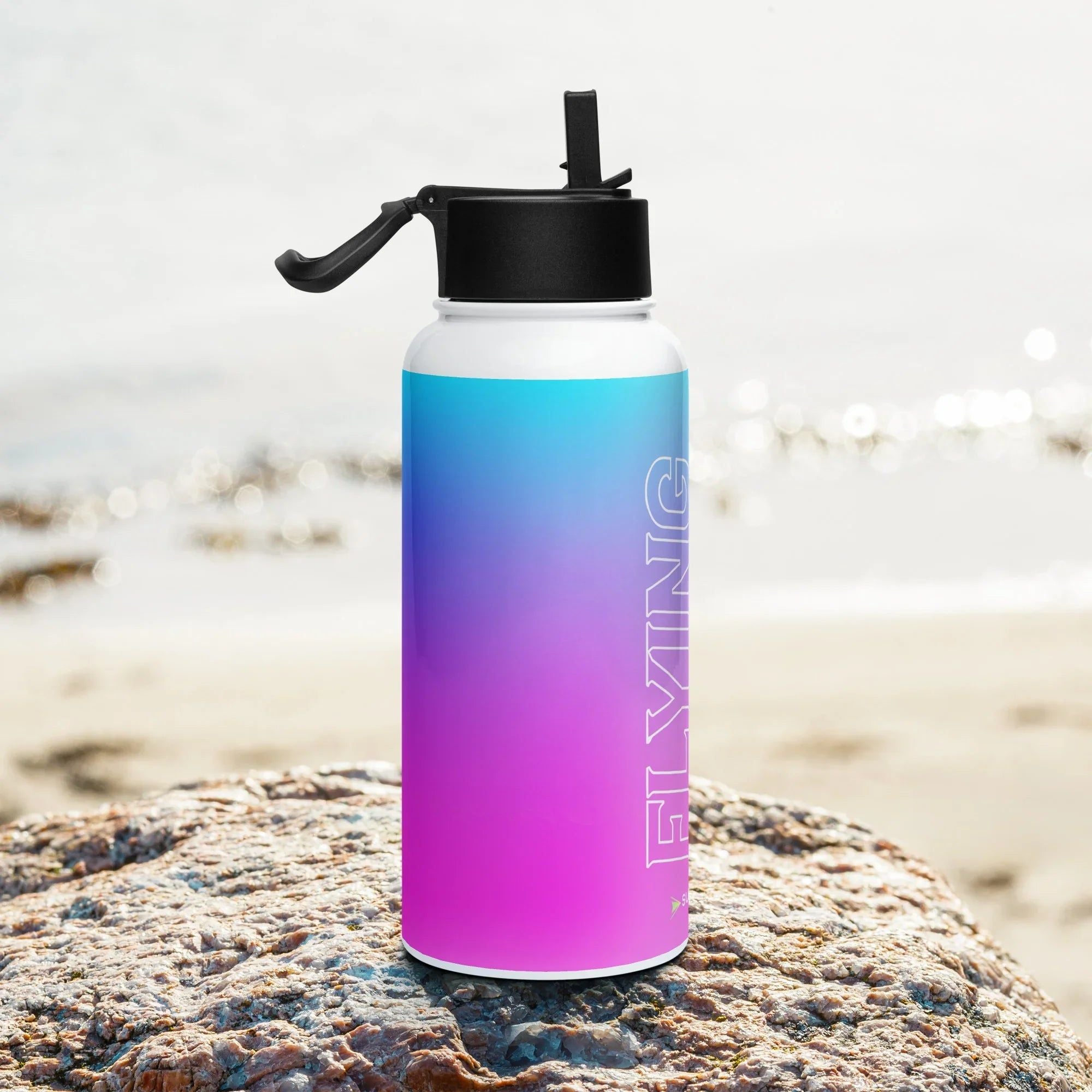 Aviation Edelstahl Trinkflasche mit Strohhalm "Flying Girl" für Piloten, Crews, Kinder & Planespotter made by SUPERSONIC aero 4U