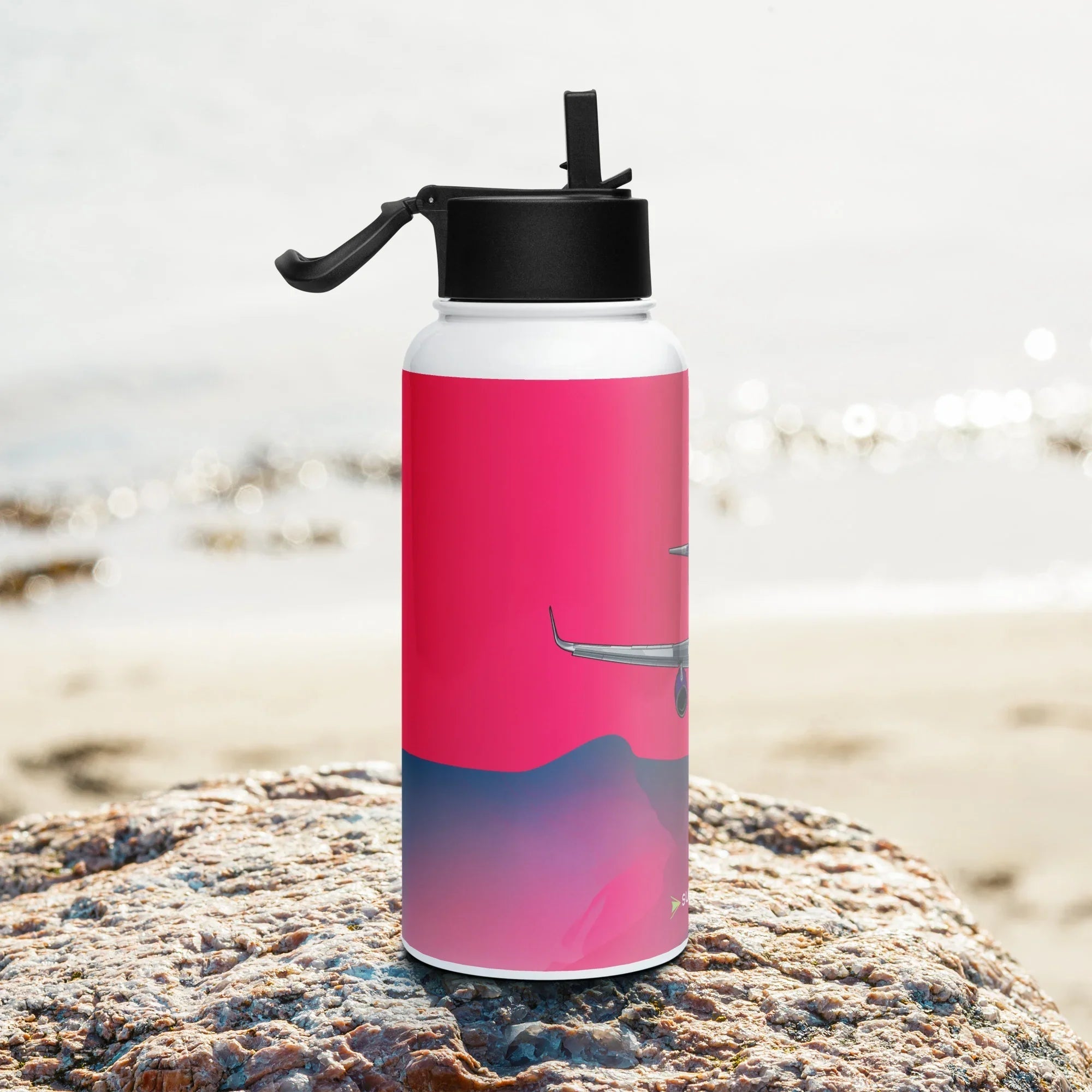 Aviation Edelstahl Trinkflasche mit Strohhalm "Airbus A320 neo" für Piloten, Crews, Kinder & Planespotter made by SUPERSONIC aero 4U