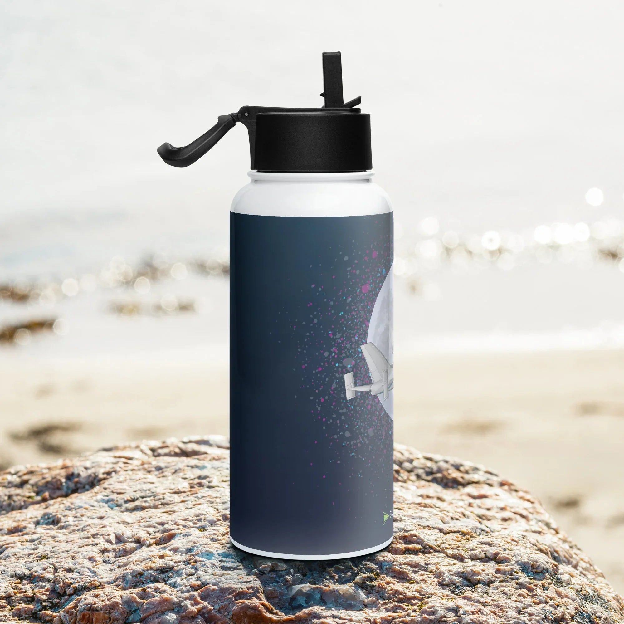 Aviation Edelstahl Trinkflasche mit Strohhalm "Boeing 747" für Piloten, Crews, Kinder & Planespotter made by SUPERSONIC aero 4U