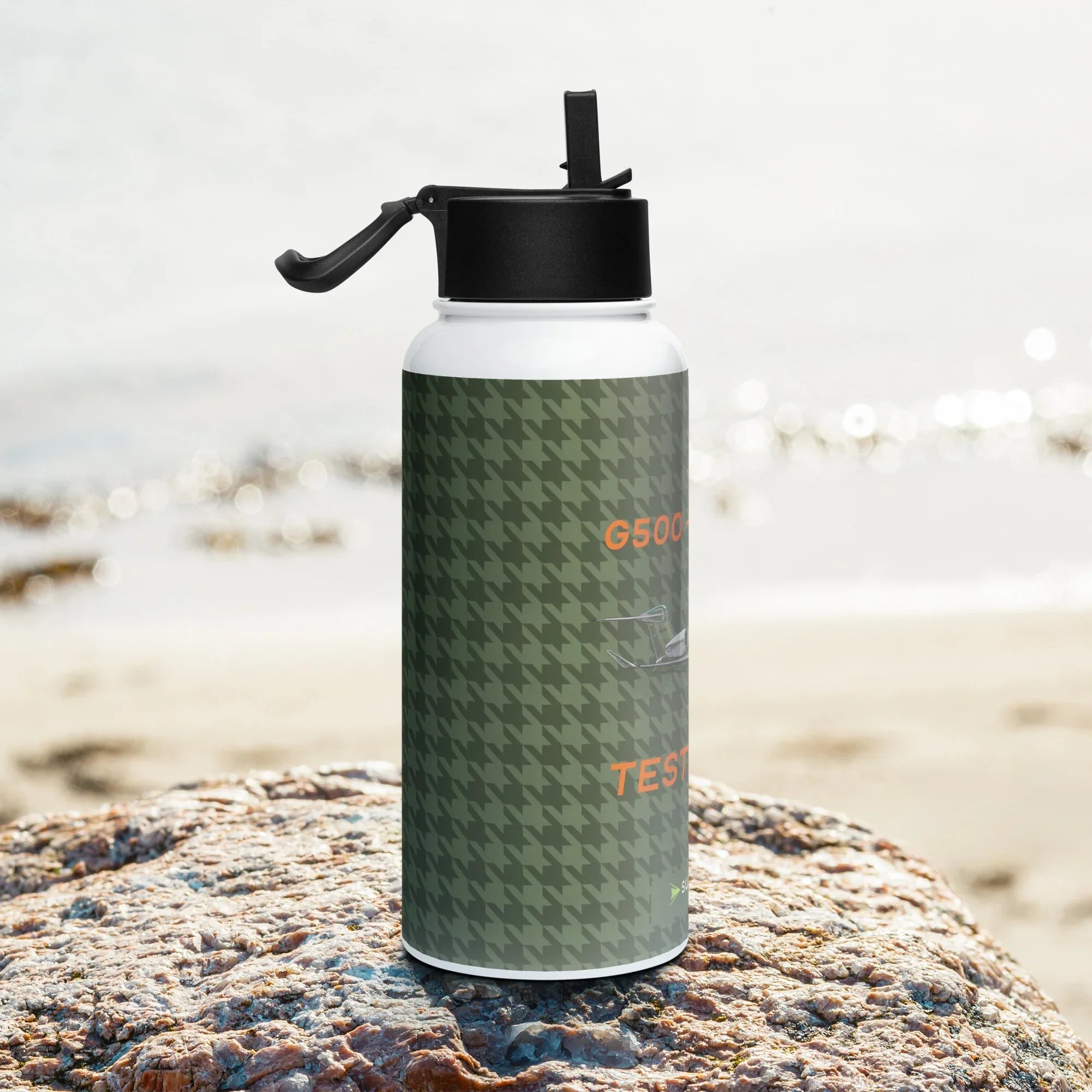 Aviation Edelstahl Trinkflasche mit Strohhalm "Gulfstream G500" für Piloten, Crews, Kinder & Planespotter made by SUPERSONIC aero 4U