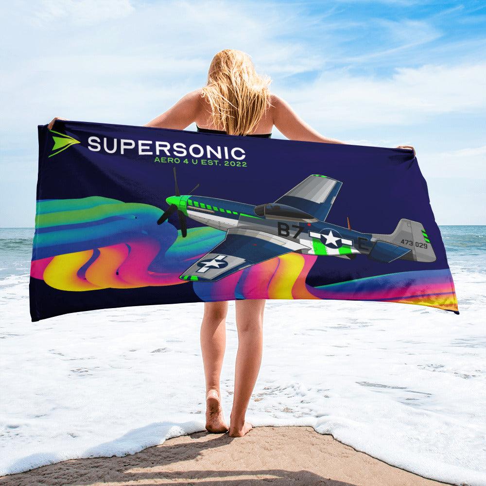 Aviation Strandtuch "Mustang P-51" Default Title für Piloten, Crews, Kinder & Planespotter made by SUPERSONIC aero 4U