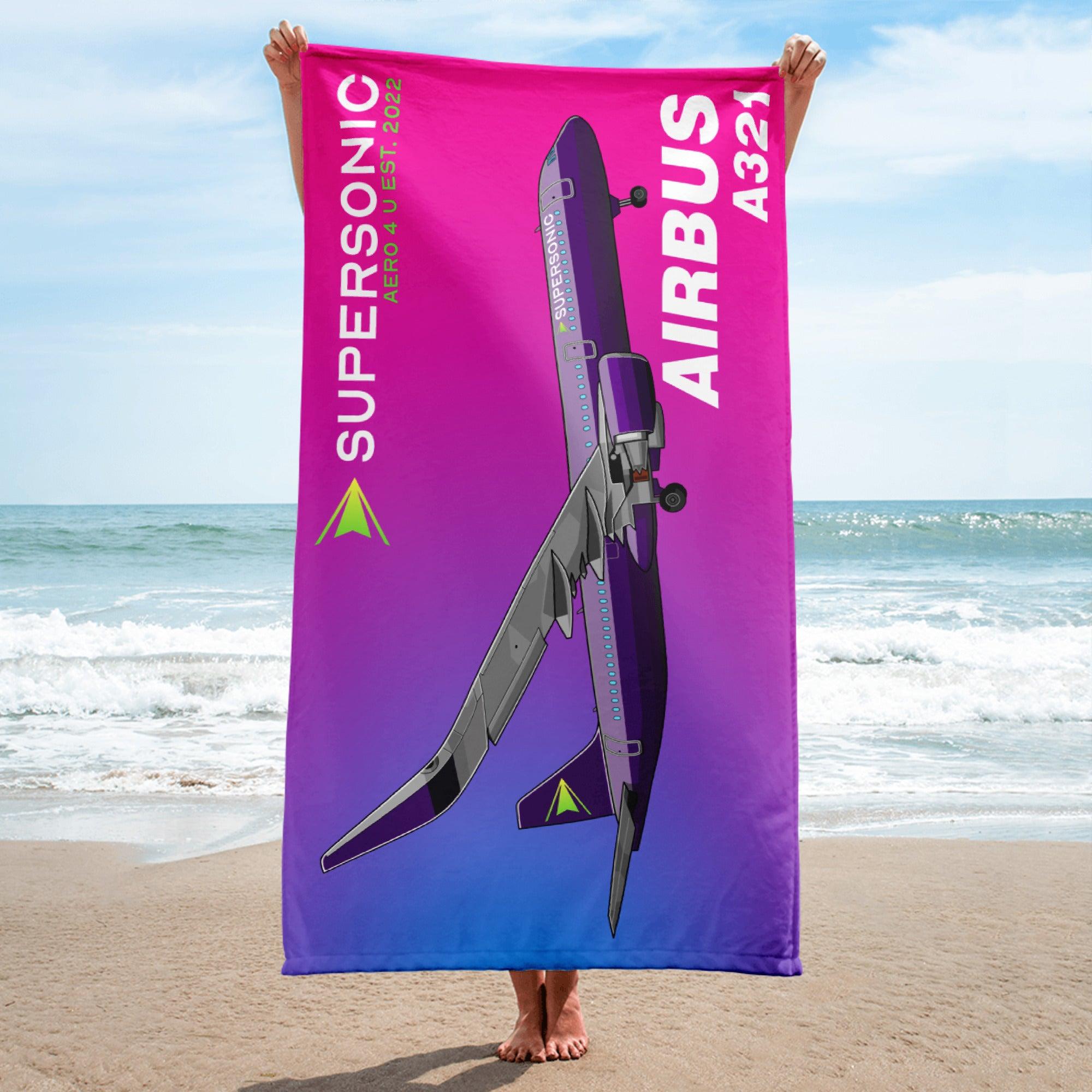 Aviation Strandtuch "Airbus A321neo" für Piloten, Crews, Kinder & Planespotter made by SUPERSONIC aero 4U