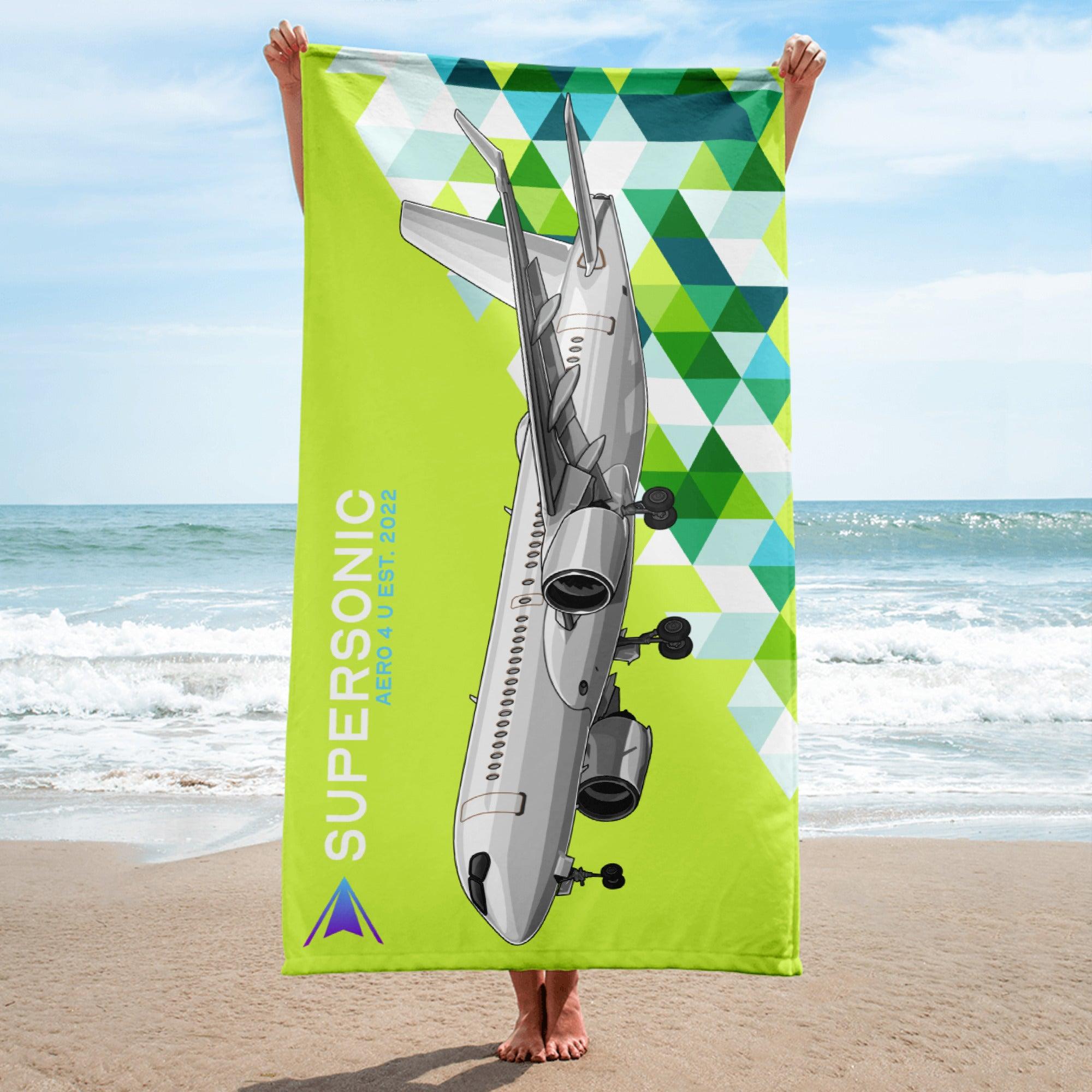 Aviation Strandtuch "Airbus A220" für Piloten, Crews, Kinder & Planespotter made by SUPERSONIC aero 4U