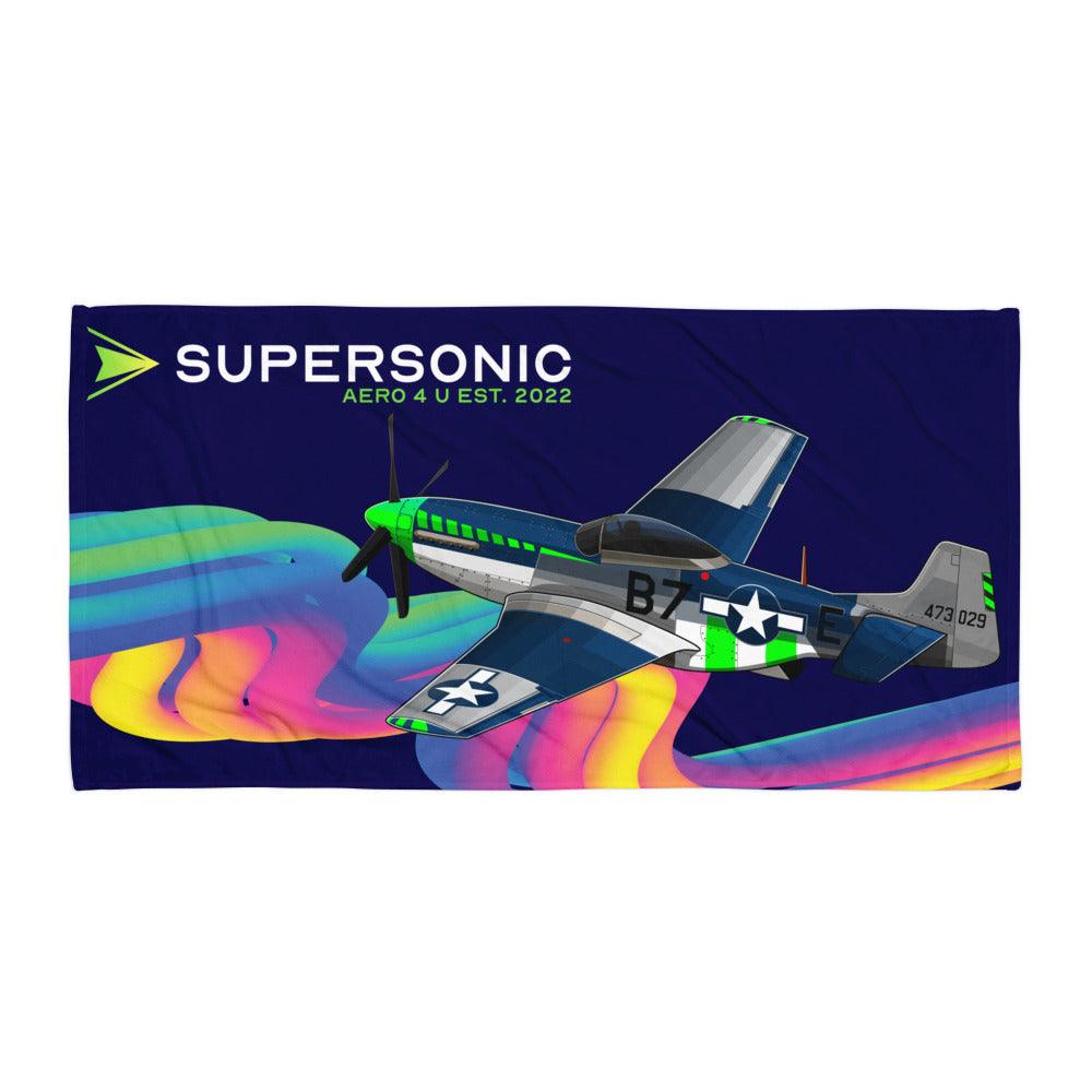 Aviation Strandtuch "Mustang P-51" für Piloten, Crews, Kinder & Planespotter made by SUPERSONIC aero 4U