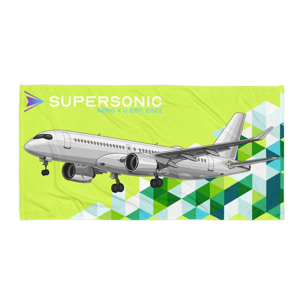 Aviation Strandtuch "Airbus A220" für Piloten, Crews, Kinder & Planespotter made by SUPERSONIC aero 4U