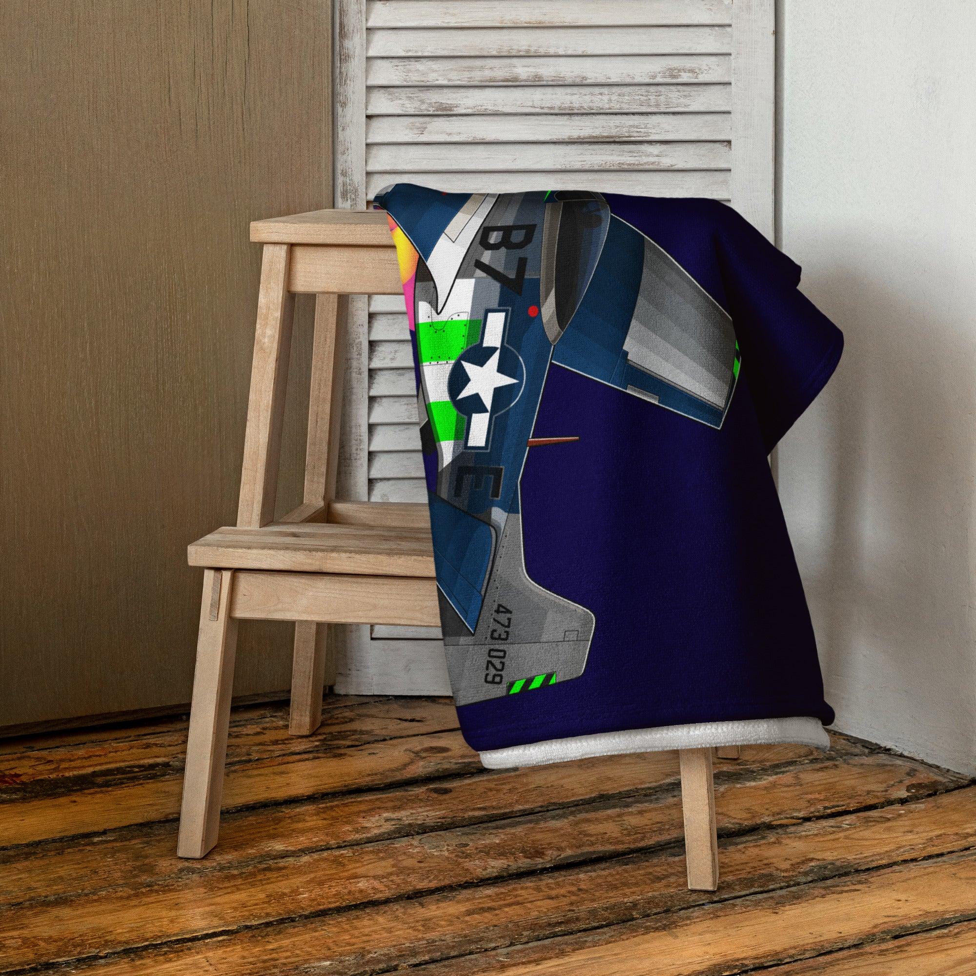 Aviation Strandtuch "Mustang P-51" für Piloten, Crews, Kinder & Planespotter made by SUPERSONIC aero 4U