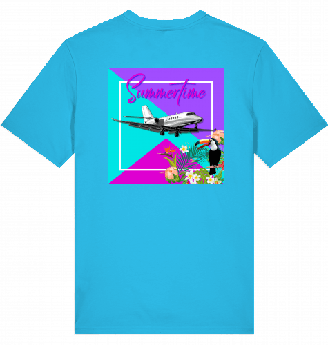 Aviation Flugzeug T-Shirt "Summertime Business Jet" Cessna Latitude Aqua Blue für Piloten, Crews, Kinder & Planespotter made by SUPERSONIC aero 4U