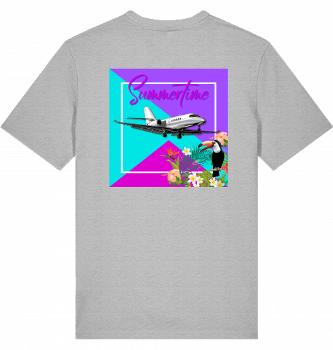 Aviation Flugzeug T-Shirt "Summertime Business Jet" Cessna Latitude Heather Grey für Piloten, Crews, Kinder & Planespotter made by SUPERSONIC aero 4U