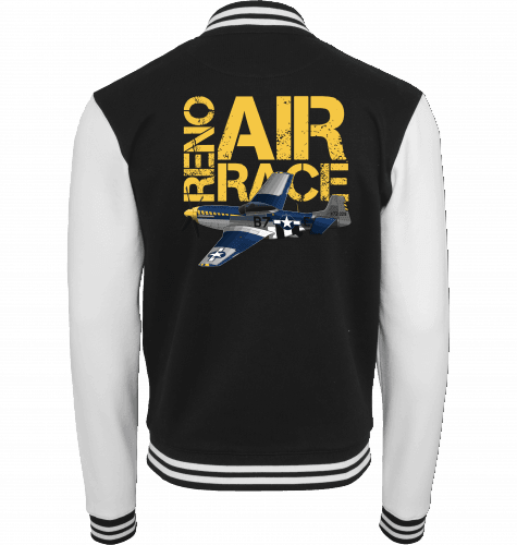 Aviation Sweat College Jacket Reno Air Race Black White für Piloten, Crews, Kinder & Planespotter made by SUPERSONIC aero 4U