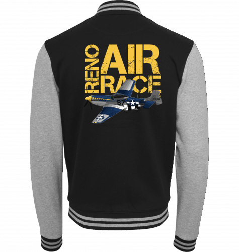 Aviation Sweat College Jacket Reno Air Race Black Heather Grey für Piloten, Crews, Kinder & Planespotter made by SUPERSONIC aero 4U