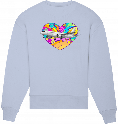 Aviation Sweatshirt Airbus A220 Heart Unisex Serene Blue für Piloten, Crews, Kinder & Planespotter made by SUPERSONIC aero 4U
