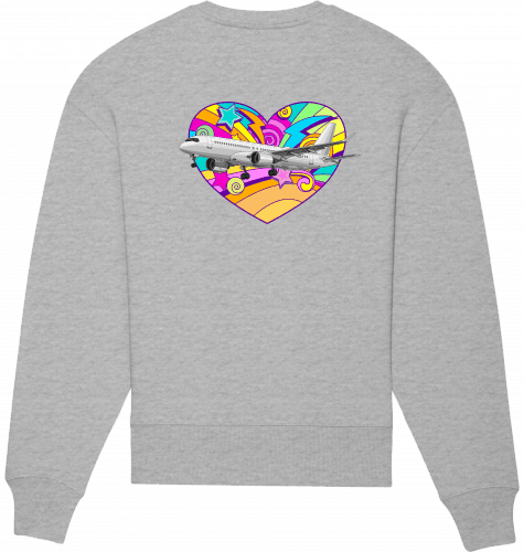 Aviation Sweatshirt Airbus A220 Heart Unisex Heather Grey für Piloten, Crews, Kinder & Planespotter made by SUPERSONIC aero 4U