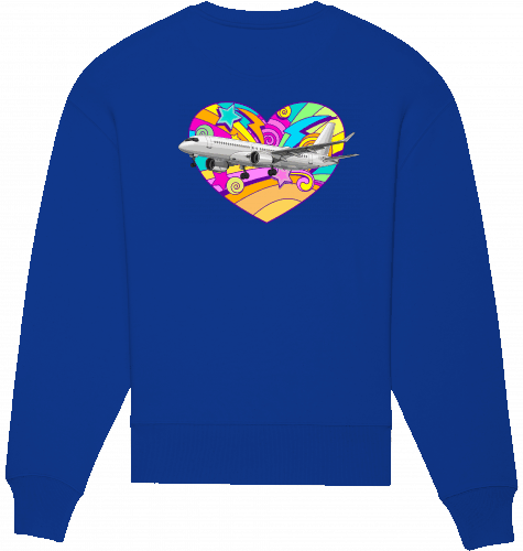 Aviation Sweatshirt Airbus A220 Heart Unisex Worker Blue für Piloten, Crews, Kinder & Planespotter made by SUPERSONIC aero 4U