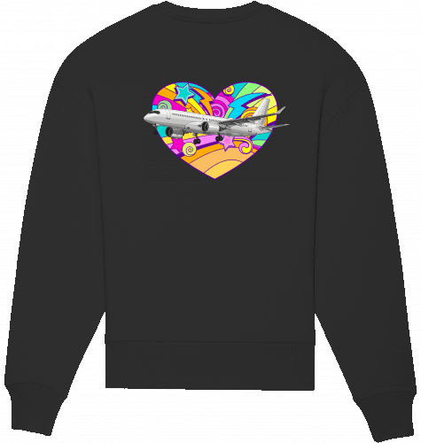 Aviation Sweatshirt Airbus A220 Heart Unisex Black für Piloten, Crews, Kinder & Planespotter made by SUPERSONIC aero 4U