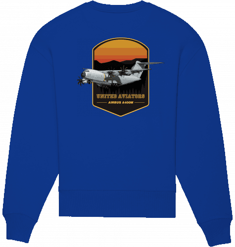 Aviation Sweatshirt Airbus A400M United Aviators Unisex Worker Blue für Piloten, Crews, Kinder & Planespotter made by SUPERSONIC aero 4U