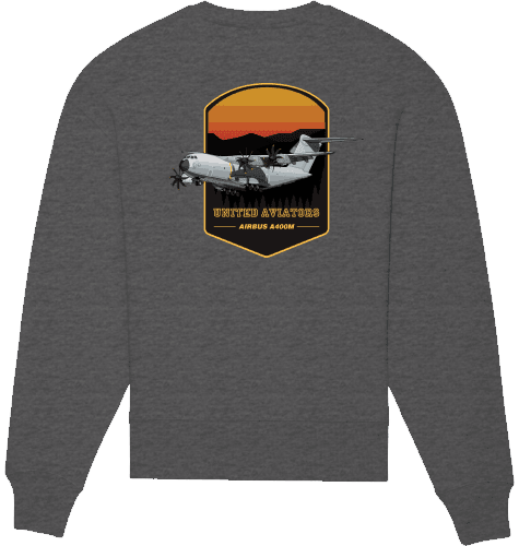 Aviation Sweatshirt Airbus A400M United Aviators Unisex Dark Heather Grey für Piloten, Crews, Kinder & Planespotter made by SUPERSONIC aero 4U