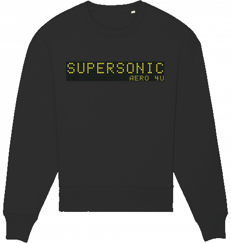 Aviation Sweatshirt Airport Billboard Supersonic Unisex Black für Piloten, Crews, Kinder & Planespotter made by SUPERSONIC aero 4U