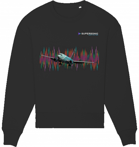 Aviation Sweatshirt Boeing 737 BBJ Business Jet I Unisex Black für Piloten, Crews, Kinder & Planespotter made by SUPERSONIC aero 4U