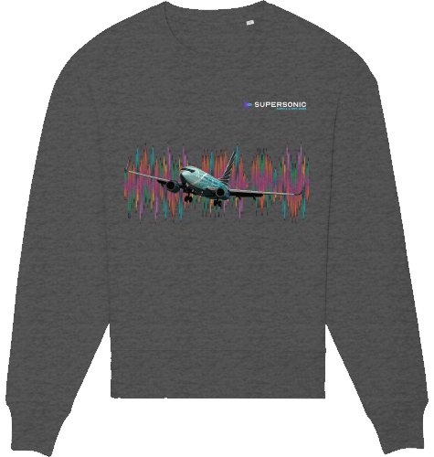 Aviation Sweatshirt Boeing 737 BBJ Business Jet I Unisex Dark Heather Grey für Piloten, Crews, Kinder & Planespotter made by SUPERSONIC aero 4U