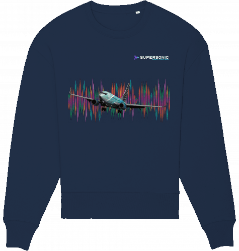 Aviation Sweatshirt Boeing 737 BBJ Business Jet I Unisex French Navy für Piloten, Crews, Kinder & Planespotter made by SUPERSONIC aero 4U