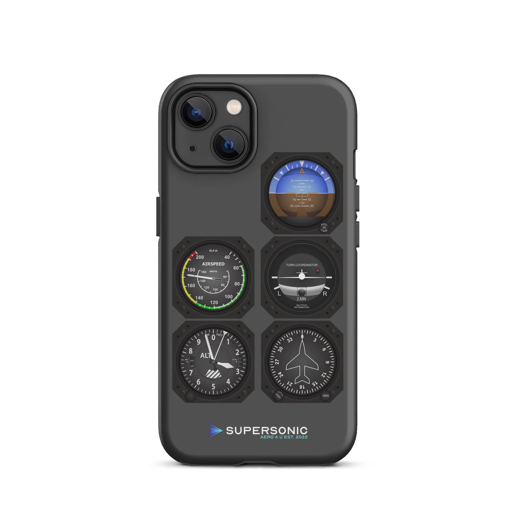 Aviation FIRST CLASS iPhone Schutzhülle - Flight Instruments Edition | Premium Aviation Case iPhone 13 für Piloten, Crews, Kinder & Planespotter made by SUPERSONIC aero 4U