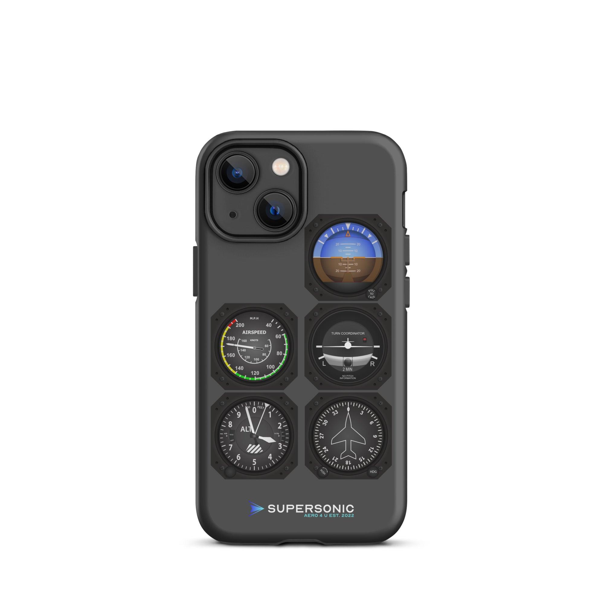 Aviation FIRST CLASS iPhone Schutzhülle - Flight Instruments Edition | Premium Aviation Case iPhone 13 mini für Piloten, Crews, Kinder & Planespotter made by SUPERSONIC aero 4U