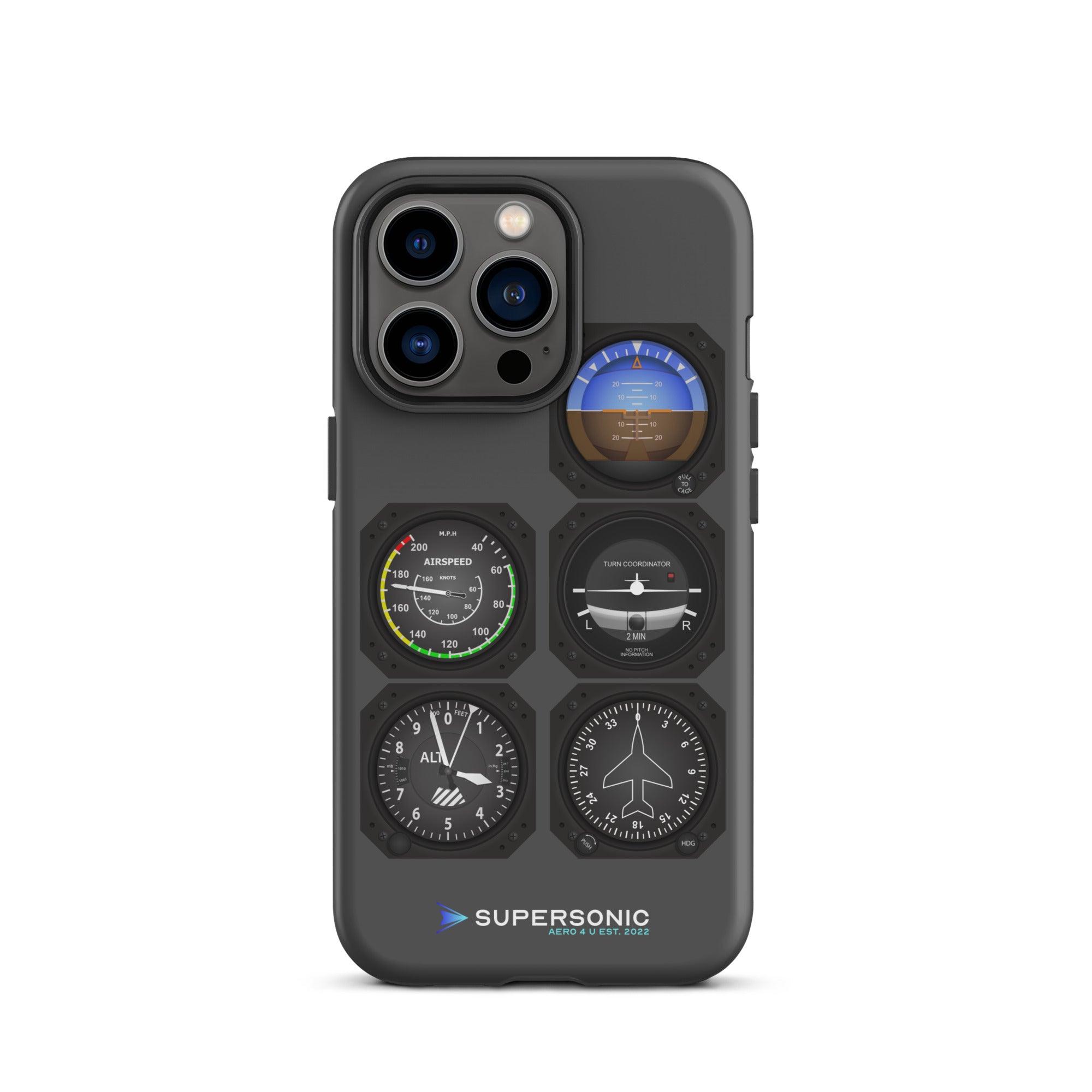 Aviation FIRST CLASS iPhone Schutzhülle - Flight Instruments Edition | Premium Aviation Case iPhone 13 Pro für Piloten, Crews, Kinder & Planespotter made by SUPERSONIC aero 4U
