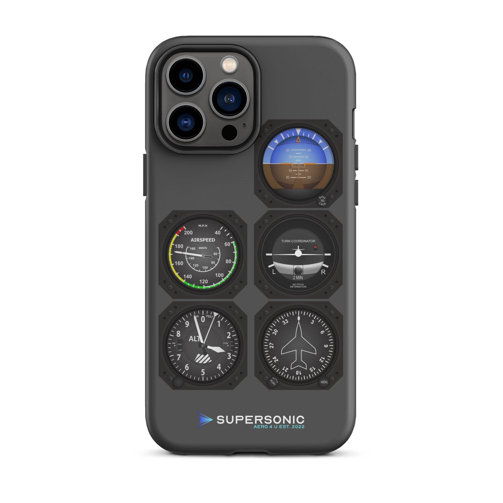 Aviation FIRST CLASS iPhone Schutzhülle - Flight Instruments Edition | Premium Aviation Case iPhone 13 Pro Max für Piloten, Crews, Kinder & Planespotter made by SUPERSONIC aero 4U