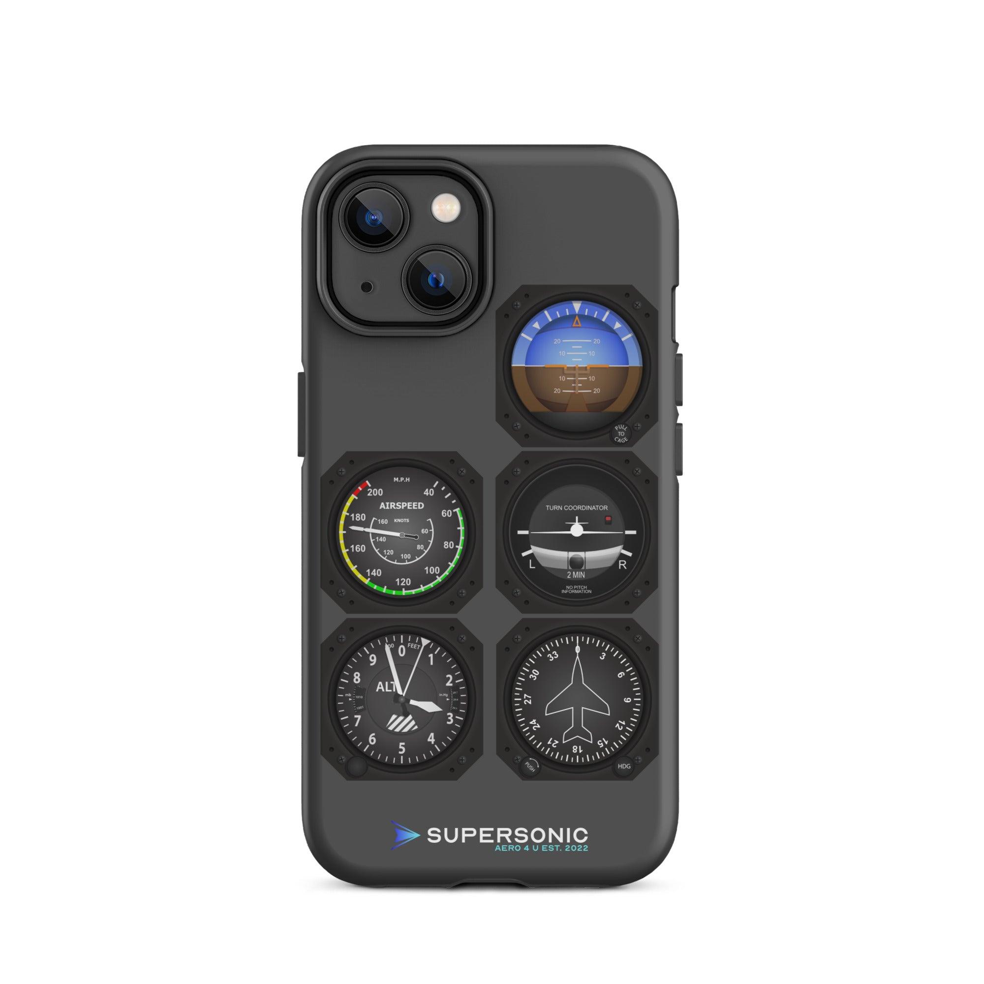 Aviation FIRST CLASS iPhone Schutzhülle - Flight Instruments Edition | Premium Aviation Case iPhone 14 für Piloten, Crews, Kinder & Planespotter made by SUPERSONIC aero 4U