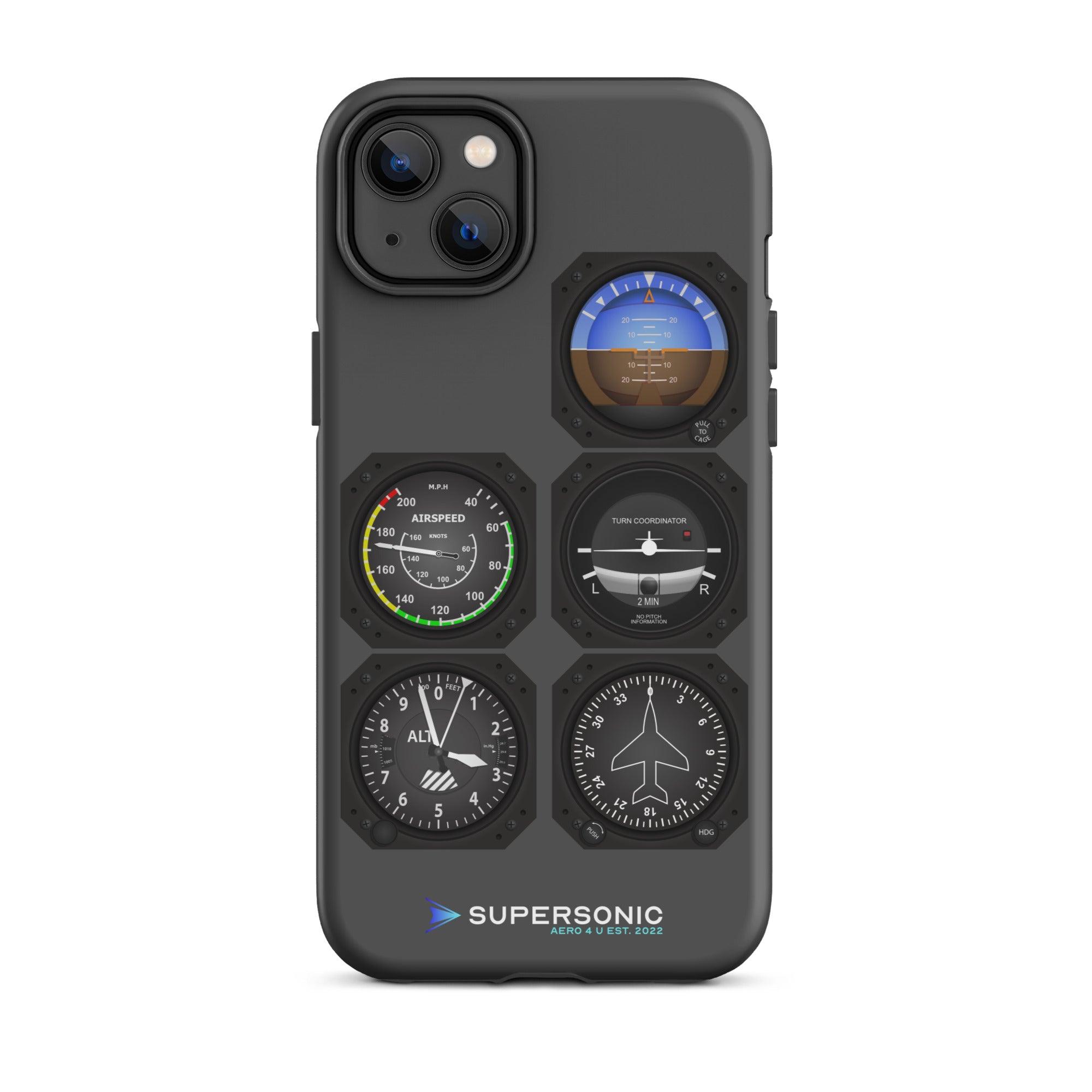 Aviation FIRST CLASS iPhone Schutzhülle - Flight Instruments Edition | Premium Aviation Case iPhone 14 Plus für Piloten, Crews, Kinder & Planespotter made by SUPERSONIC aero 4U