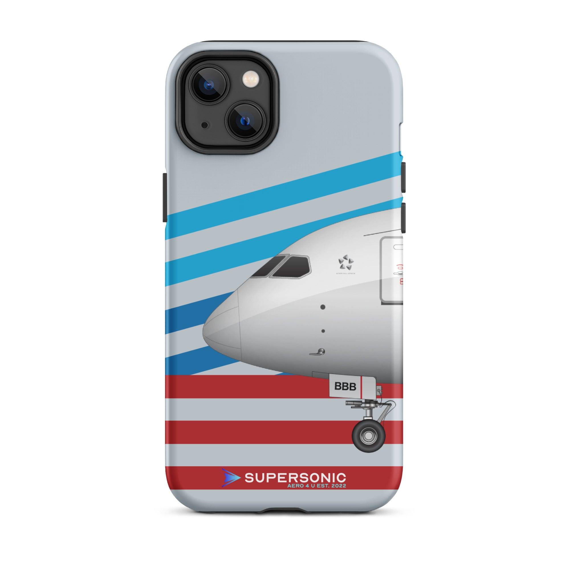 Aviation FIRST CLASS iPhone Schutzhülle - Boeing 787 USA Edition | Premium Aviation Case iPhone 14 Plus für Piloten, Crews, Kinder & Planespotter made by SUPERSONIC aero 4U