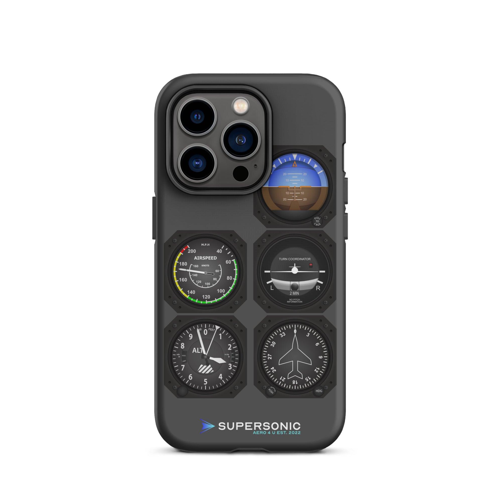 Aviation FIRST CLASS iPhone Schutzhülle - Flight Instruments Edition | Premium Aviation Case iPhone 14 Pro für Piloten, Crews, Kinder & Planespotter made by SUPERSONIC aero 4U