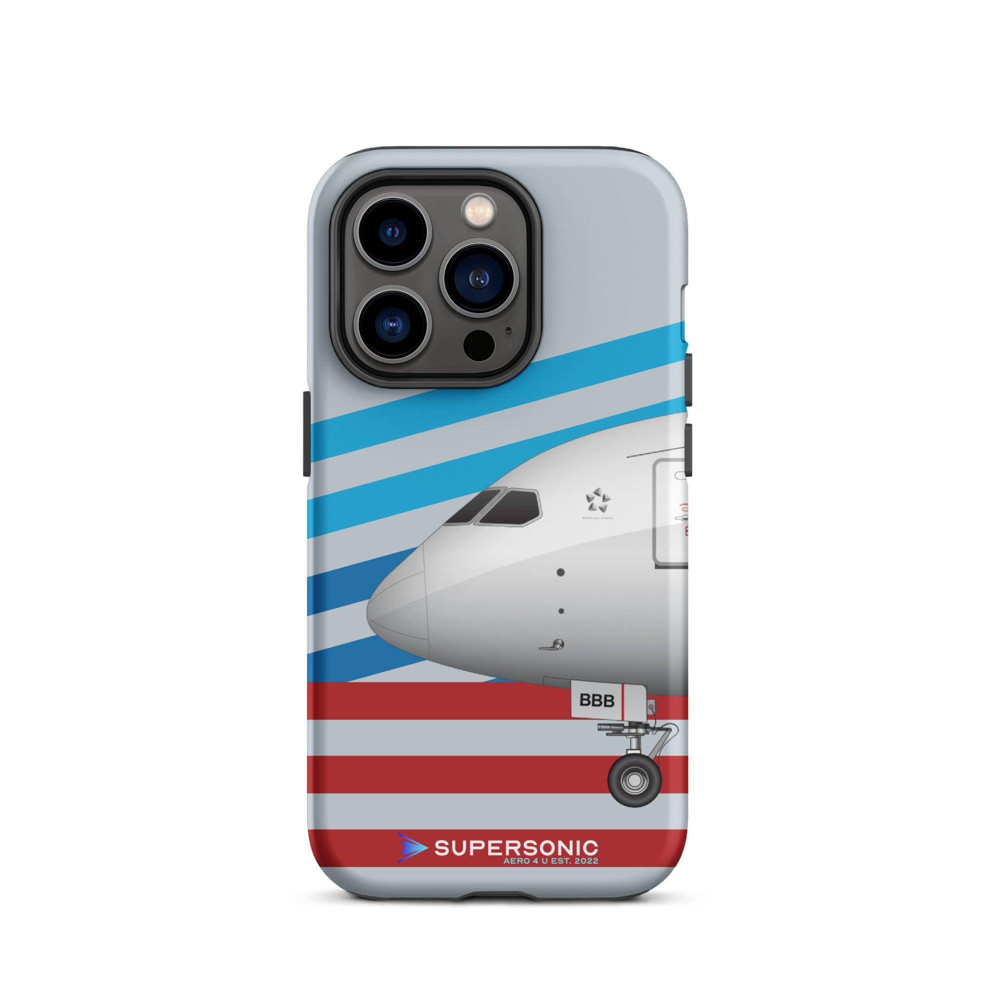 Aviation FIRST CLASS iPhone Schutzhülle - Boeing 787 USA Edition | Premium Aviation Case iPhone 14 Pro für Piloten, Crews, Kinder & Planespotter made by SUPERSONIC aero 4U