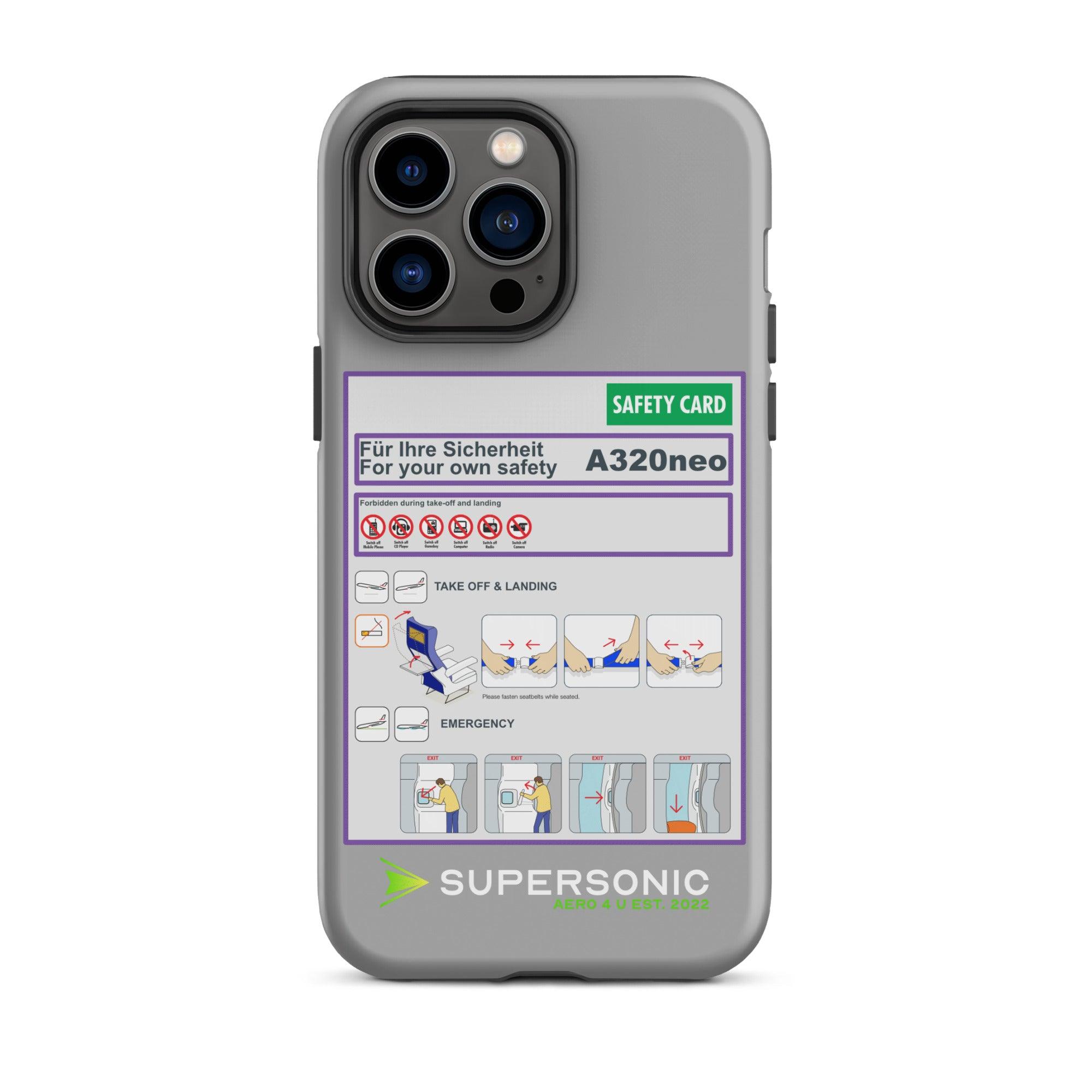 Aviation FIRST CLASS iPhone Hülle - Safety Card Edition | Aviation Safety Case iPhone 14 Pro Max für Piloten, Crews, Kinder & Planespotter made by SUPERSONIC aero 4U